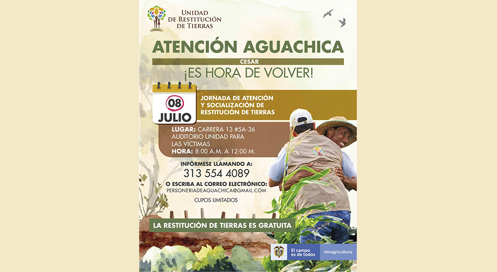 Jornada de socialización de Ley de Víctimas y Restitución de Tierras en Aguachica, Cesar 
